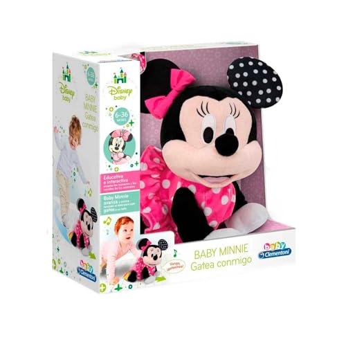 Clementoni - Baby Minnie Gateos - Peluche Interactivo para Bebés con el Que Dará Sus Primeros Pasos - Enseña Números y Sonidos de Animales - A Partir de 6 Meses - Fabricado en Italia - 55574