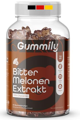 Gummily® Bittermelone Extrakt Gummibärchen – Hochdosiert (720 mg mit 10% Charantin) – Zuckerfrei & Vegan – Fruchtiger Geschmack statt bitterer Tabletten – Momordica Charantia (Bitter Melon)