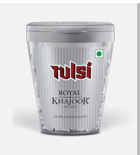 Tulsi Royal Khajoor Plus Silver Coated Dates | Pack of 24 Sachet.