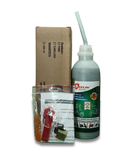 Image of Seelin Anti-Puncture Tyre Sealant (350ml) HS with DIY KIT (Do it Yourself) | Tube Less Tyres | Anti Puncture Liquid | | Tyre Protection | Pack of 1 | Single TYRE (Scooters)