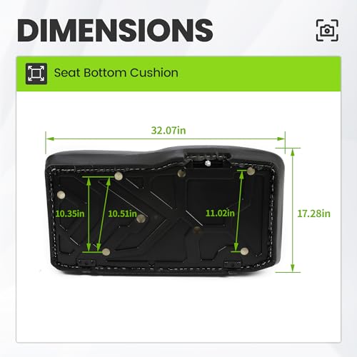 Image of HECASA Seat Bottom Cushion Compatible with 2013-2019 Polaris Ranger 570 900 900xp 1000 Diesel HST Deluxe Replacement for 2684965-070 Passenger Side Black
