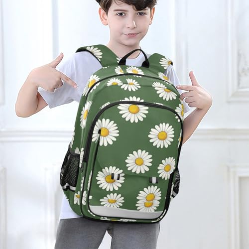 Sac à dos ordinateur portable enfant marguerites vert idéal collège - 2