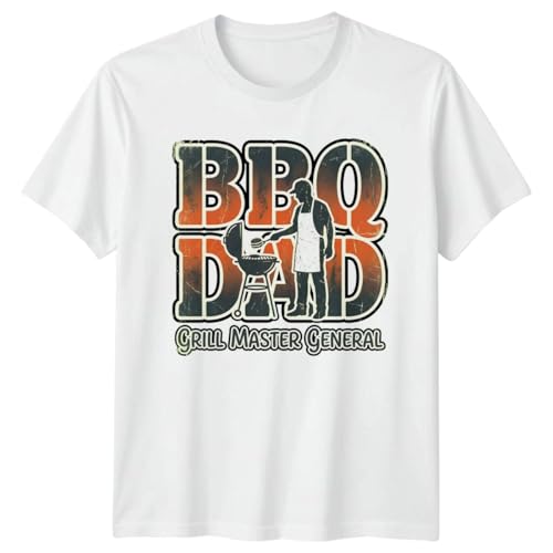 Image of BBQ Dad Grill Master General Mens T-Shirt Grilling BBQ for Him 4XL White