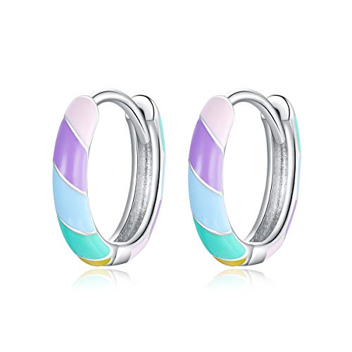 Cadeau pour filles boucles d'oreilles argent 925 authentiques couleurs acidulées