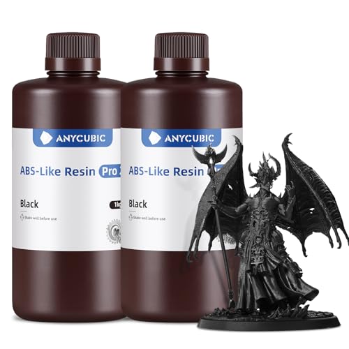 ANYCUBIC ABS-Like Resin Pro 2, 3D Printer Resin with Enhanced Strength and Toughness, High Precision and Minimal Shrinkage 3D Resin, Widely Compatible with All Resin 3D Printers(Black, 2kg)