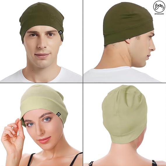 Image of Cooling Cotton Skull Caps for Men Women, Lightweight Beanie Sleep Hats Breathable Helmet Liner