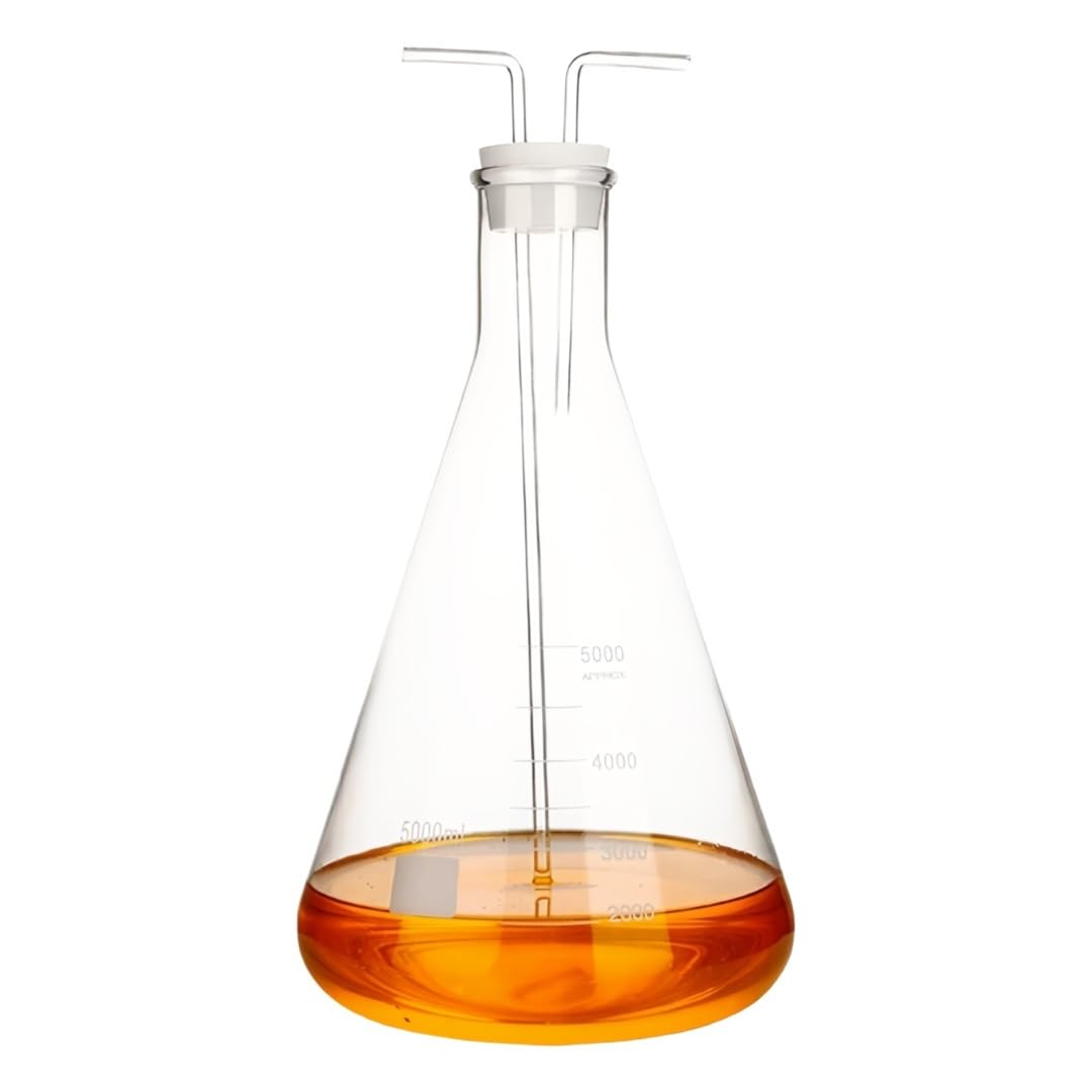 Matraz Cónico Graduado Frasco Lavador Gas Vidrio Borosilicato Químico-5000ml