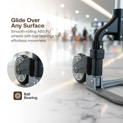 Image of BonKaso Folding Hand Truck 70Kg Capacity | Heavy-Duty Luggage Trolley with Telescopic Handle | Lightweight Collapsible Cart for Travel, Home & Office Use (40x41x100cm) Silver