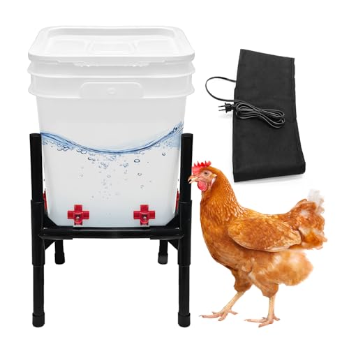 TECKZOON Abreuvoir Automatique 12 L avec Couverture Thermique, 8 Coupelles & Remplissage Automatique, 3 Modes d’Installation, Abreuvoir Chauffant Anti-Gel pour Volaille en Hiver & Poulailler