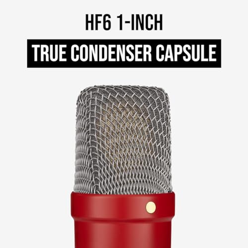Image of RODE NT1 Signature Series Large-Diaphragm Condenser Microphone with Shock Mount, Pop Filter and XLR Cable for Music Production, Vocal Recording, Streaming and Podcasting (Red) | HF6 1 True Condenser Capsule, Cardioid, 4 Dba Self-Noise, 142 Db Max Spl, Includes SM6 Shock Mount, Pop Filter and 20' Xlr