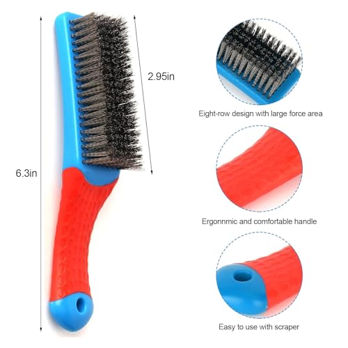 Image of 2 Pack Wire Brushes for Cleaning-Heavy Duty Stainless Steel Wire Scratch Brush for Metal Rust Cleaning,Paint Scrubbing with Rubber Covered Handle