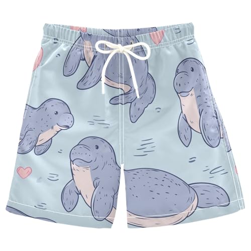 Boys Beach Board Shorts Walrus Animal Sea Lion Swim Trunk Teen Swimwear 8-16Y Multicolor