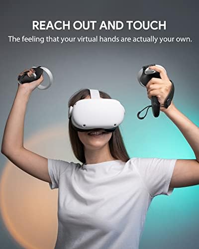 AUBIKA Rechargeable Controller Grips Cover for Meta/Oculus Quest 2 Accessories, with Charge Cable and Battery(1000mAh X2), Adjustable for Different Size Hand - Black