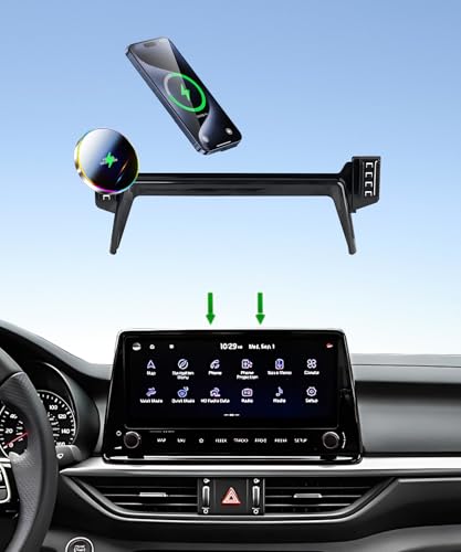AbeeyGeomarn Car Phone Holder for Kia Forte 2022 2023 2024 Accessories Apply to 10.25 Inch Touchscreen 15W Fast Wireless Charger Screen Fixed Clip HandsFree Cell Phone Mount 360 Rotation
