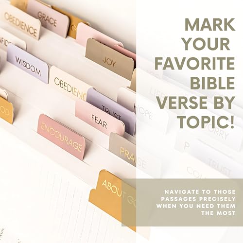 Image of Verse & Vow Topic Bible Tabs: 150 Tabs, 24 Topics for Verse Marking | Mark favorite Bible verses by topic; 5 tabs per topic plus blanks; prayer Bible tabs & journaling; laminated & durable
