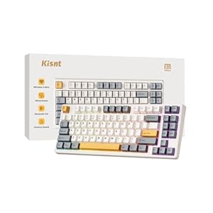 Kisnt Wireless Mechanical Keyboard,Gasket Mounted with Creamy Sound,Bluetooth/2.4GHz/USB-C,Custom Hot Swappable,RGB Backlit,75% Compact Layout for Gaming/Typing/Win/Mac/PC (Retro Beige,Linear Switch)