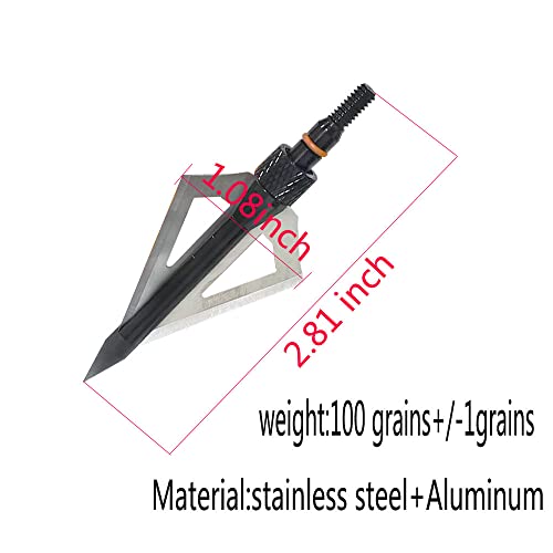 Archery Broadheads 3-Blade Hunting Broadheads 100 Grain Arrow Tips For Compound Bow Arrows And Traditional Bow Bowhunting (Black-6Pcs) #TOP1