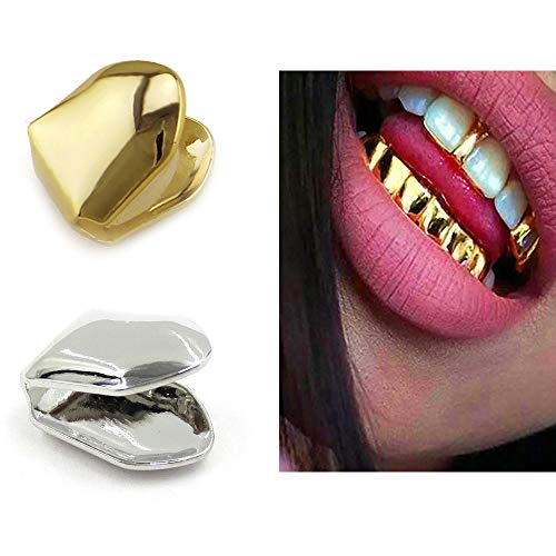 Comidox Gold Plated Hip Hop Single Teeth Grillz Caps Top Bottom Dental Grill 3Pcs #TOP3