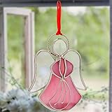 KUNDGLA Stained Glass Panels Pink Angel Suncatchers Panels hangings for Windows oranment Mom Gifts- Gifts for Mom Mothers Day or Garden Windows Christmas Tree Decoration Holiday Decor