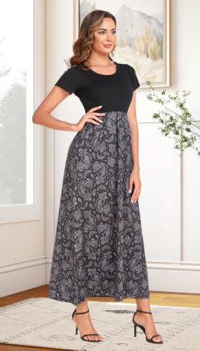 Image of Mommy Jennie Women's Maxi Dresses Short Sleeve Long Casual Summer Sundresses