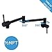 Kitchen Pot Filler Faucet Lead-Free Brass Double Joint Swing Arm Folding Sink Faucet Articulating Wall Mount Two Handle (Matte Black)