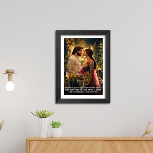 Image of TenorArts Ram Leela Poster Bollywood Movie Vector Art Posters Photo Framed Painting With Black Wooden Textures (12inches x 9inches)