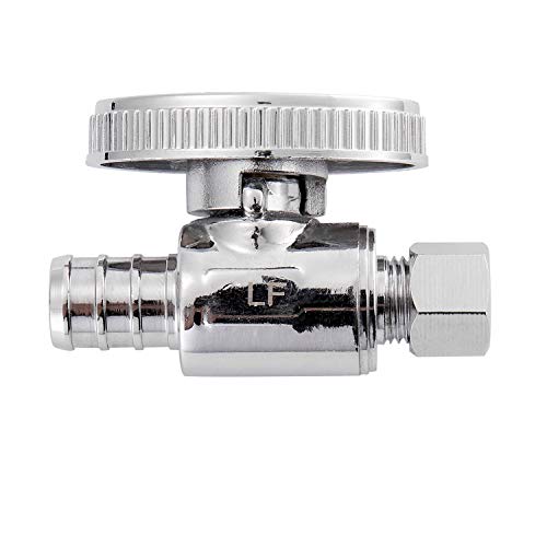 Litorange 10 Pack Premium LF Brass 1/2 Inch Pex x 3/8 Inch OD Compression Quarter Turn Straight Stop Valve