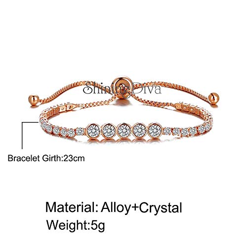 Image of Shining Diva Fashion Full Crystal Charm Stylish Gold Plated Charm Bracelet for Women