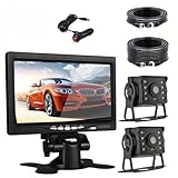 Montage : Caméra de recul avec moniteur 7 pouces 12-24 V 8 LED IR Vue arrière/avant/gauche/droite Affichage HD pour camion Ensemble complet Système de recul de stationnement 2x