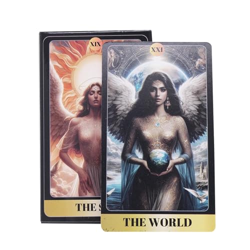 Juego de Tarot y Cartas de Oráculo de Ángel   78 Cartas Portátiles en Inglés para Adivinación