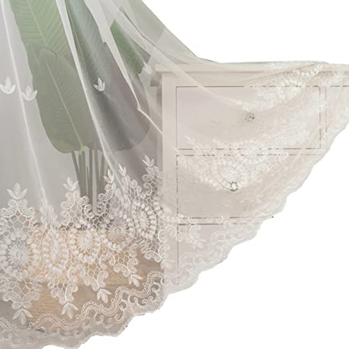 MHUQIA Rideaux en Voile 132x114cm, Rideaux en Voile Semi-Transparent, Transparent Rideau Salon Moderne, 2 PièCes Rideaux Voilage Blanc, Rideaux De FenêTre De Chambre Cover