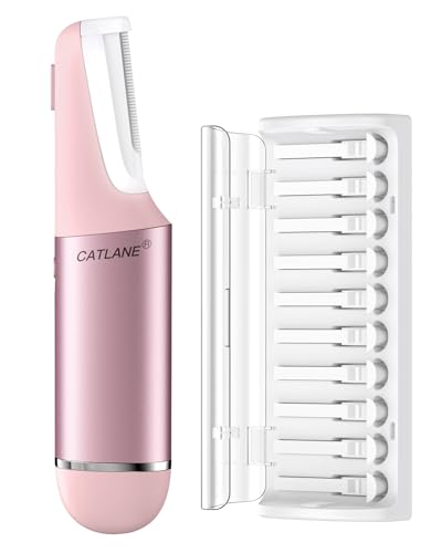 Dermaplane Razor for Women Face, Dermaplaning Tool for Face, Sonic Exfoliation & Peach Fuzz-Hair Removal System with 10 Dermaplaning Blades, Charm Pink