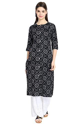 Image of A.L.C. ALC Creations Women's Cotton Bandhani Print Straight Kurti
