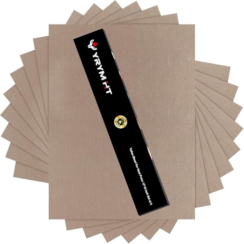 YRYM HT 10 Pack PTFE Teflon Sheet for Heat Press - 41 x 30.5CM Non Stick Teflon Sheets for Vinyl Heat Press Washable Reusable Heat Resistant Craft Mat