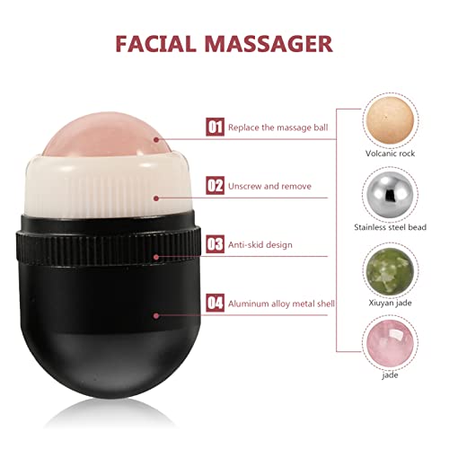 FOMIYES 1 Juego Bola De Piedra Volcánica Masajeador Facial Rodillo Facial Masaje De Raspado De Piel Rodillo De Belleza Para La Cara Belleza Jade Apretar Absorción De Aceite Bola De Masaje - imagen 6
