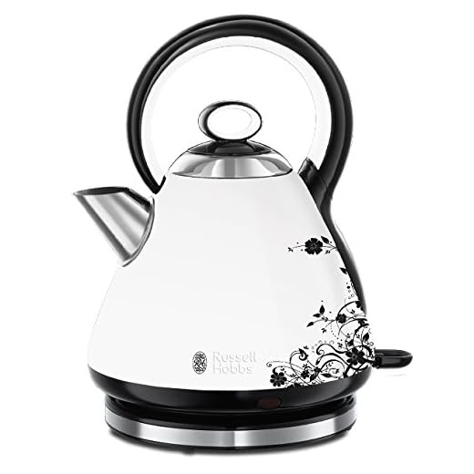 Russell Hobbs Legacy Floral vattenkokare, 1.7l, 2400W, snabbkokningsfunktion, perfekt hällpip, avtagbart kalkfilter, innovativt handtag, 21963-70