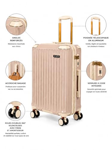 Vuelto Valise Grande Soute XL 76 cm – Bagage Soute Léger & Résistant 97 L – Coque ABS & Polycarbonate – 4 Roues Doubles 360°, Serrure à Code Rose Nude – vue 6