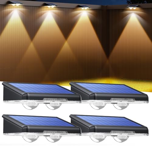 TECKNET Solar Fence Lights Outdoor Garden 4 Pack