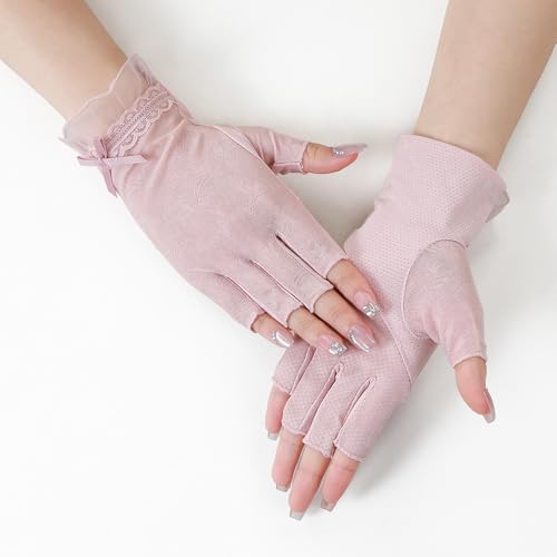 Womens Short Gloves for Wedding Party Summer Driving Sun UV Gloves Half Finger2