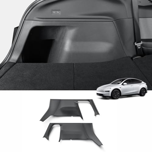 LUCKEASY Rear Trunk Side Protective Cover for Tesla Model Y Juniper 2026 2025 New 5 Seat Standard & Premium & Performance Trunk Left & Right Panel Protection TPE Velcro Stick Cargo Mat Black by LUCKEASY - Used condition - US$42.81