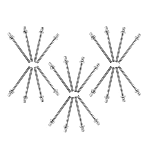 Yardwe 24 Pièces Tiges de Remplacement pour Tambour Argentées en Fer Plaqué Argenté, Vis à Tambour Portables Ajustement Précis, Accessoires pour Caisse Claire sur Scène L'école