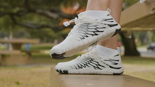 Hike Footwear HF Hike Barefoot Shoes Healthy & Non-Slip Breathable Wide Toe Box Shoe, Flexible Lightweight Daily Wear Walking Shoes for Men & Women White/Black
