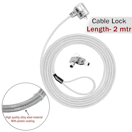 Image of Storite 2M Security Lock for ThinkPad Laptops | Durable Alloy Cable with Key Lock System and 2 Keys | Anti-Theft Protection, Silver