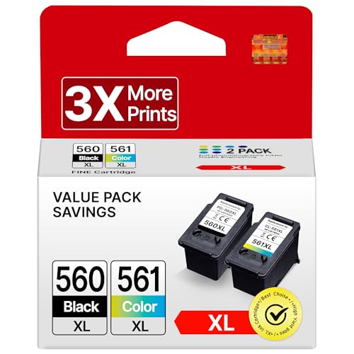 WISETA PG-560XL CL-561XL patronen für Canon 560 561 druckerpatronen Multipack Tintenpatrone für Canon 560XL 561XL für Pixma TS5350 TS5351 TS5352 TS5353 TS7450 TS7451 (Schwarz, Farbe, 2er-Pack)