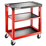 Un grand plan de travail 750X460 mm en polypropylène chargé fibre, résistant aux impacts et aux hydrocarbures. 2 poignées intégrées avec revêtement soft, une pour le déplacement et une autre permettant de soulever la desserte pour le passage d'obstacles. Emplacement dédié pour 8 tournevis Les rebords intégrés évitent la chute d'outils en cours de déplacement. 2 étagères en métal avec plaques d'ABS noir amovibles pour une bonne protection et une maintenance facile. 2 positions possibles pour l’étagère centrale. Résistance à une charge statique de 200 kg. Dimensions utiles des étagères : L x P mm. 4 roues diamètre 100 mm, 2 fixes et 2 pivotantes dont une av