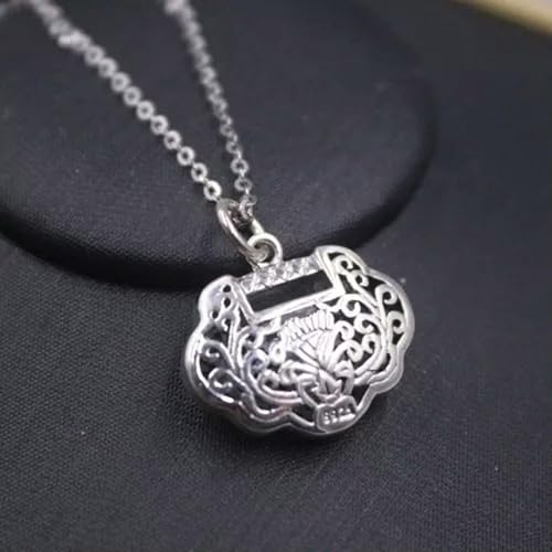 Argent 925 véritable collier pendentif cadenas pour femmes et hommes