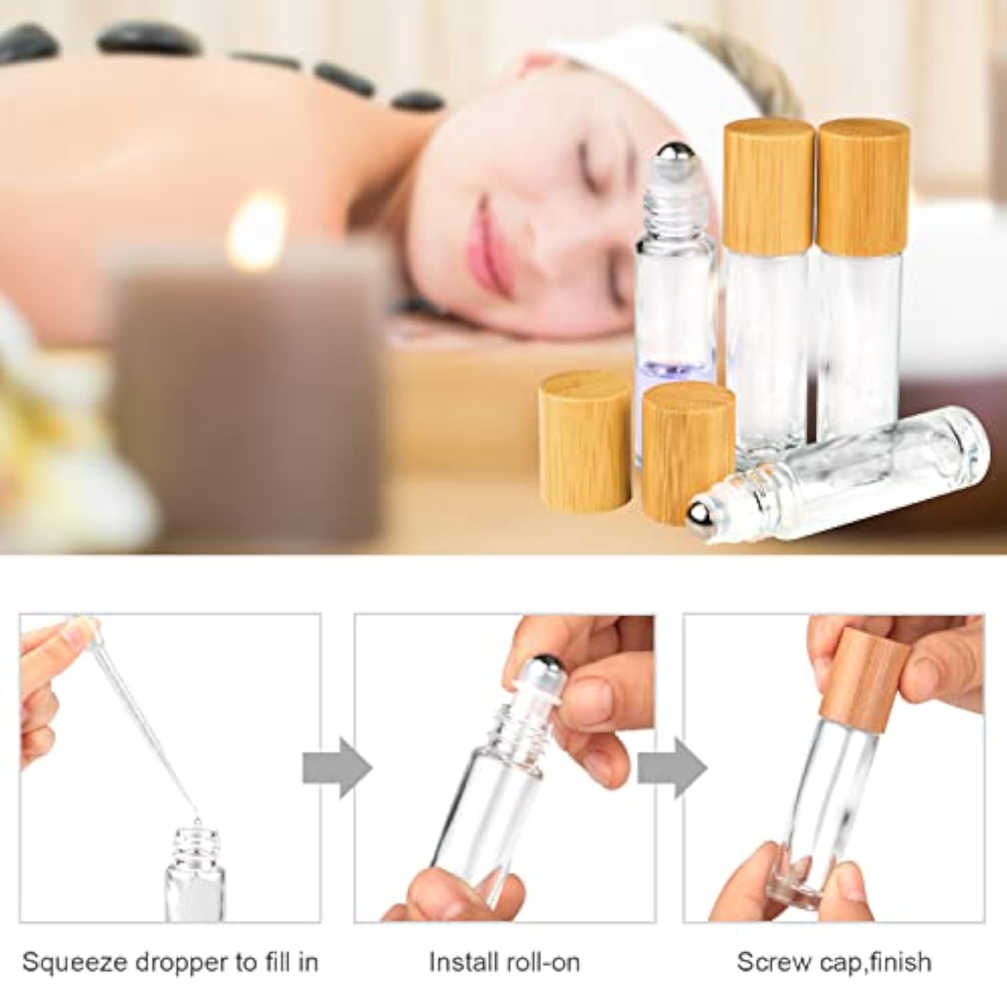 Clear Refillable Glass Roller Bottle, 10ml