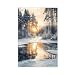 XAHOR Cozy Winter Canvas Print – Nordic Snowy Landscape with Sunset, Frozen Lake, Warm Home Wall Decor Canvas Posters Wall Art Bedroom Office Room Decor Gift 16x24inch(40x60cm)