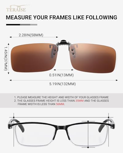 Image of TERAISE Polarized Clip on Sunglasses Over Prescription Glasses Anti-Glare UV400 for Men Women Driving Travelling Outdoor