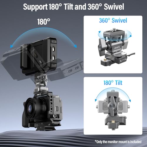Image of SIRUI Camera Monitor Holder with NATO System Mount, 360 Swivel and 180 Tilt Field Monitor Mount for 5 inch and 7 inch Monitor, NATO Rail Included, AM-MTN